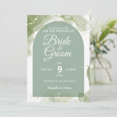 Carte plate vert sauge Invitation de mariage modif (Debout devant)