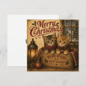 carte plate vintage chats de noël (Devant / Derrière)