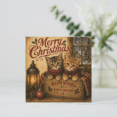 carte plate vintage chats de noël (Debout devant)