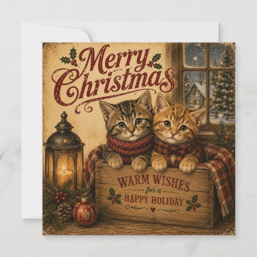 carte plate vintage chats de noël (Devant)