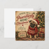 carte plate vintage pug noël (Devant / Derrière)