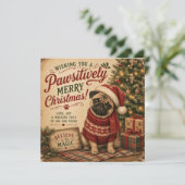 carte plate vintage pug noël (Debout devant)