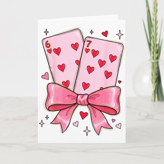 Carte Playing Cards 6 7 Of Hearts 67 Six Seven Meme Bow (Devant)