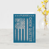 Carte Please Chew Quieter Funny Introvert Usa Flag Vinta (Fleur jaune)