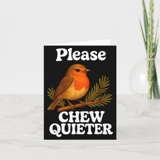 Carte Please Chew Quieter Vintage Bird Groovy Design  (Devant)