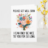 Carte Please Get Well Soon Funny Sarcastic (Fleur jaune)