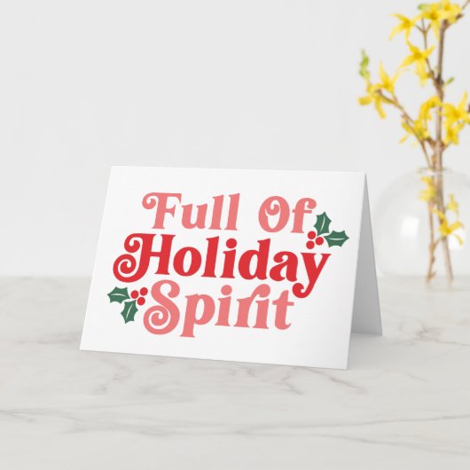 Carte Plein d'Esprit de Fêtes - Typographie Festive (Fleur jaune)
