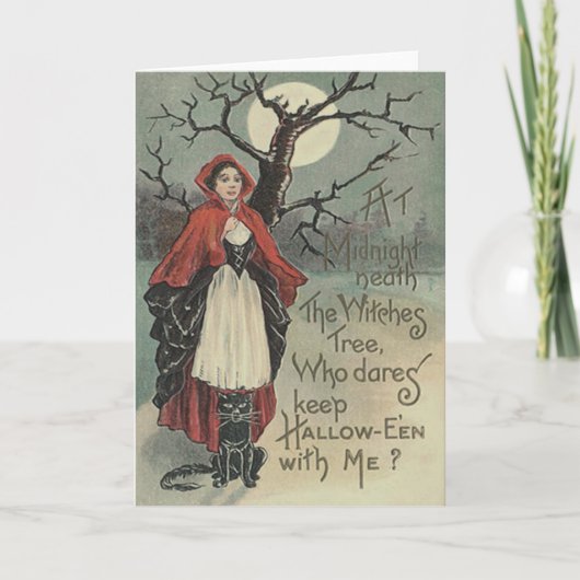 Carte Pleine lune de chat noir sorcier (Devant)