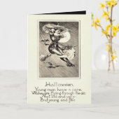 Carte Pleine lune de chauve-souris à sorcière monochrome (Fleur jaune)