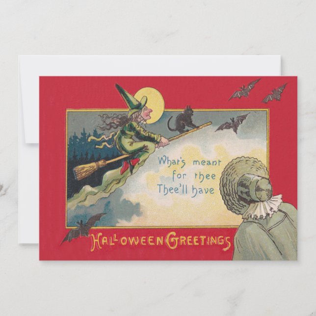 Carte Pleine lune de chauve-souris de chat noir de sorci (Devant)