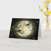 Carte Pleine lune de Halloween (Fleur jaune)