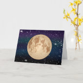 Carte Pleine Lune dessinée à la main et Étoiles scintill (Fleur jaune)