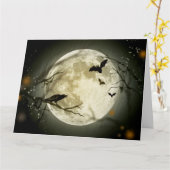 Carte Pleine lune d'Halloween (Fleur jaune)