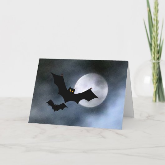 Carte Pleine lune et Halloween Bats (Devant)