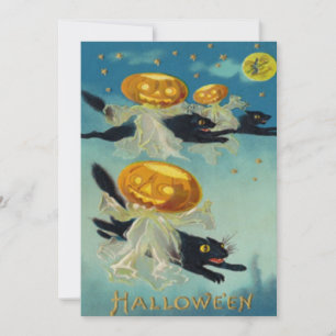 Carte Pleine lune Étoiles de Citrouille Jack-o'-lantern 