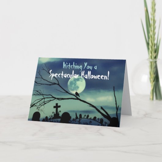 Carte Pleine lune Graveyard Happy Halloween Card (Devant)