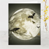 Carte Pleine lune Halloween (Fleur jaune)