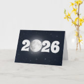Carte Pleine lune Nouvel An 2026 (Fleur jaune)