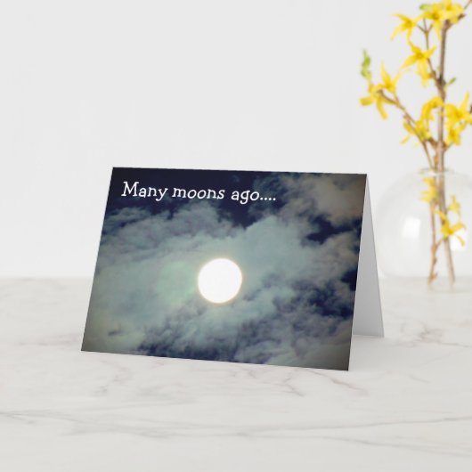 Carte Pleine lune Nuages drôle Anniversaire (Fleur jaune)