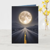Carte Pleine lune sur la route Anniversaire (Fleur jaune)