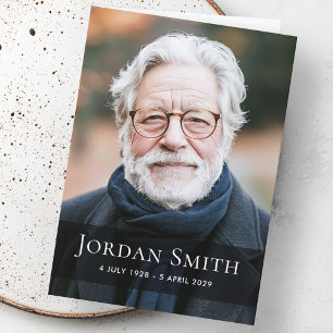 Carte Pleine photo funérailles deuil merci plié