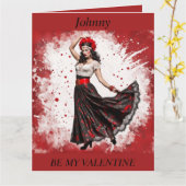 Carte pliable de la Saint-Valentin danseuse gitane (Fleur jaune)