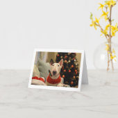 Carte pliable de Noël avec Bull Terrier noeud papi (Fleur jaune)