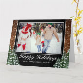 Carte Pliage Forêt de Bois Photo Joyeuses vacances Salut (Fleur jaune)