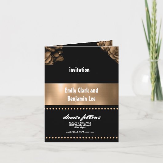 carte pliante en or faire-part de mariage (Devant)