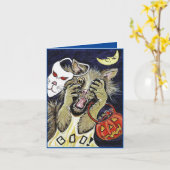 Carte pliante Halloween Chat (Fleur jaune)