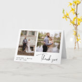 Carte pliante moderne 2 Mariage photo Merci (Fleur jaune)
