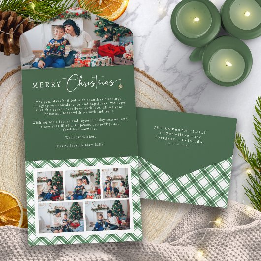 Carte Pliante Triple Noël Vert