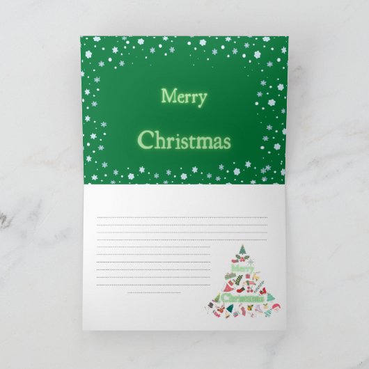 Carte pliante verte de Noël (Intérieur)