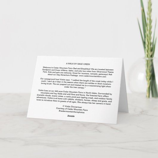 Carte pliée 7 pouces x 5 pouces || Balade À Sage C (Dos)