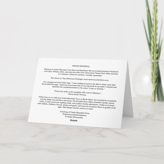 Carte pliée 7 pouces x 5 pouces || Bois d'hiver (Dos)