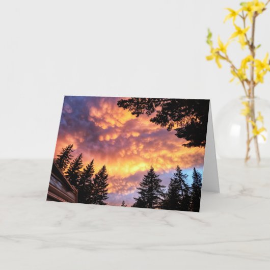 Carte pliée 7 pouces x 5 pouces || Coucher de sole (Fleur jaune)