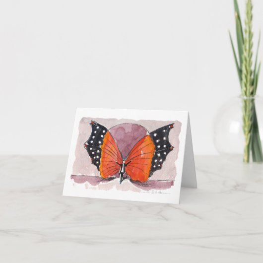Carte pliée à l'aquarelle papillon (Devant)