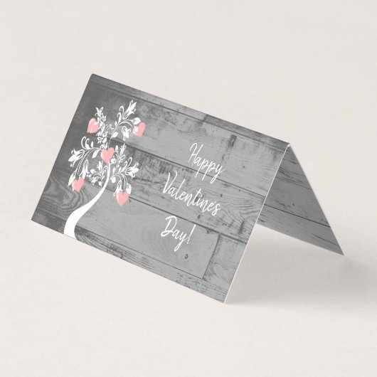 Carte pliée Arbre de Coeurs de Saint Valentin rose (Front)