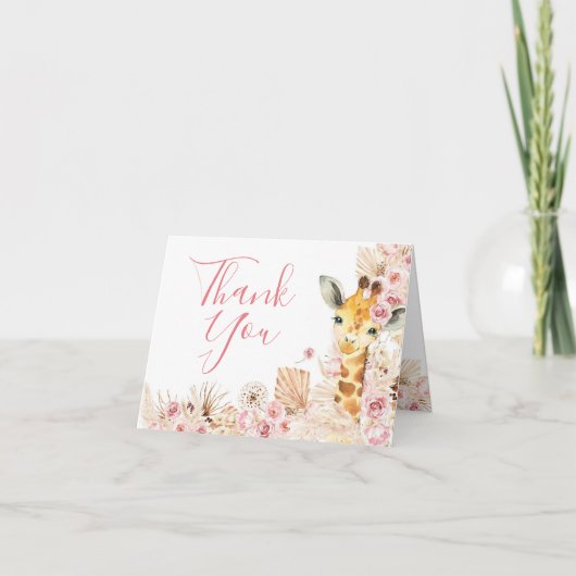 Carte pliée Baby shower Boho rose vif (Devant)