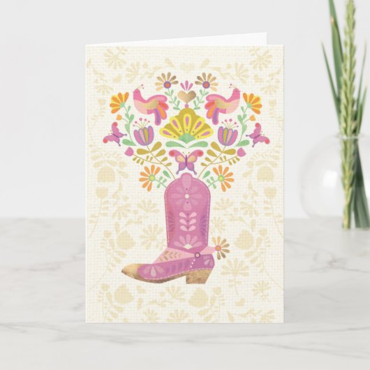 Carte pliée Boot & Fleurs (Devant)