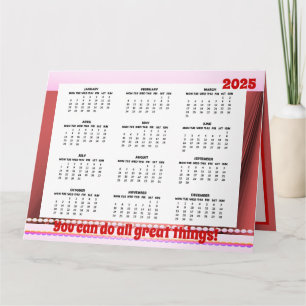 Carte pliée Calendrier simple et mignon 2025