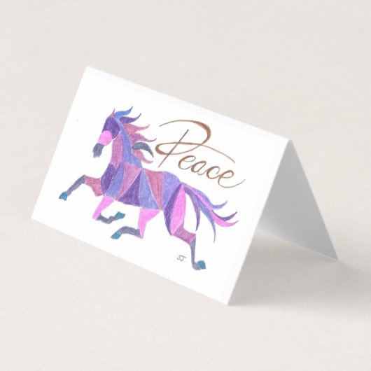 Carte pliée Cheval Violet Paix par Sherry Jarvis (Front)