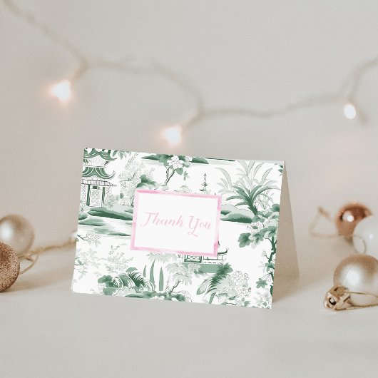 Carte pliée Chinoiserie verte Merci