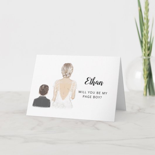 Carte pliée de demande de garçon de page (Devant)