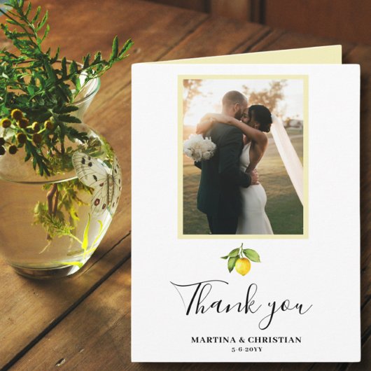 Carte pliée de Mariage photo citron
