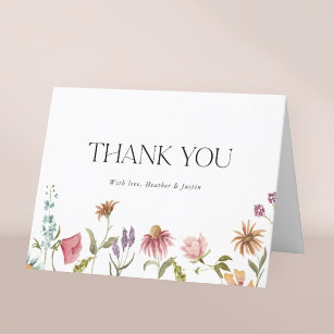 Carte pliée de Merci de Mariage Fleur sauvage flor