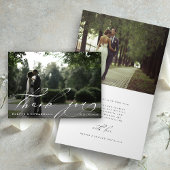 Carte pliée de Merci Mariage photo Chic Script 2