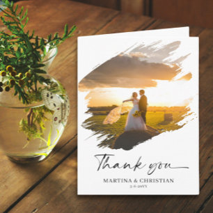 Carte pliée de Merci Mariage photo moderne