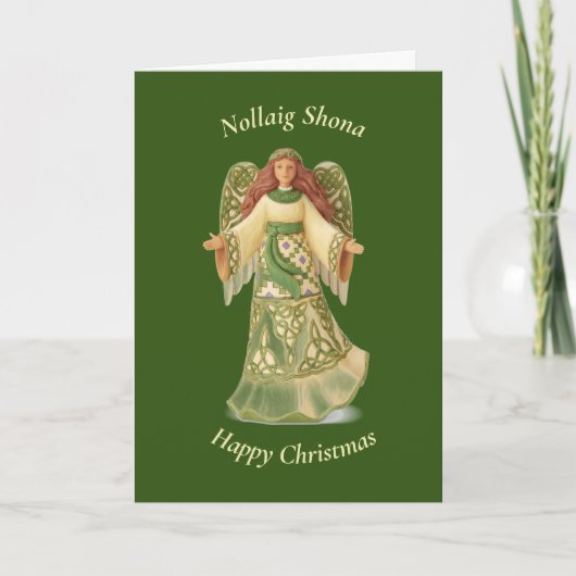 Carte pliée de Noël d'Ange Celtique Irlandais (Devant)