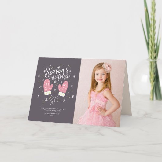 Carte pliée de Noël Hygge Mittens (Devant)